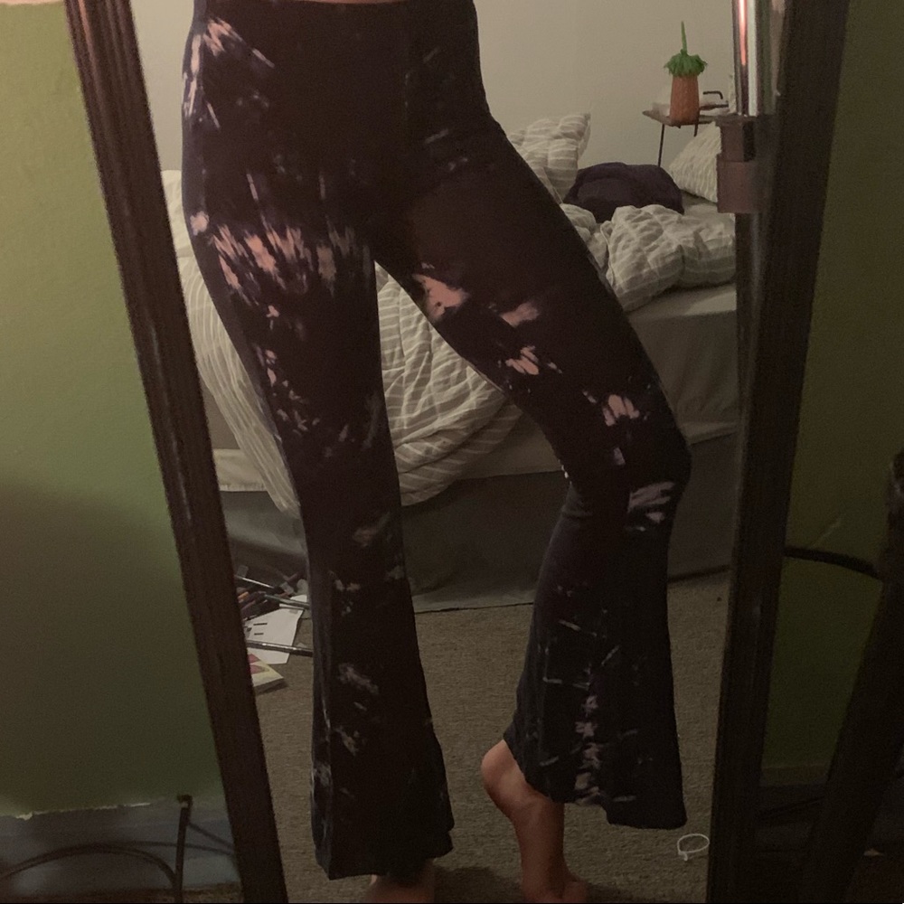 Blue Tie-dye Flare Leggings